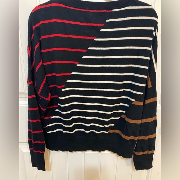 Per Se by Carlisle Black Striped Abstract Crew Neck Sweater - Picture 8 of 8